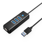 Orico 3-Port USB-A 3.0 Hub with RJ45 (1000M) Port(ORICO-PW3UR-U3-015) - 1
