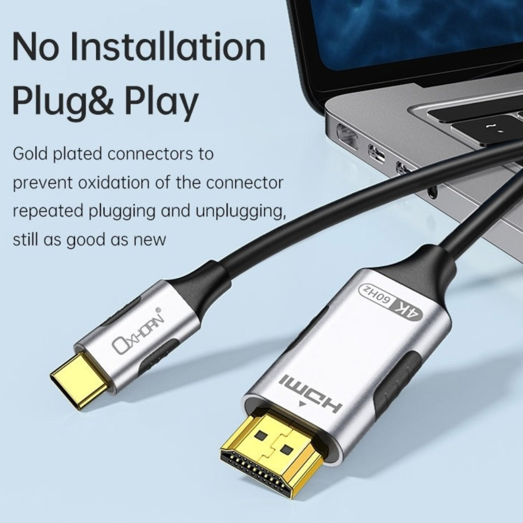 Oxhorn 1m 4K USB Type-C to HDMI 2.0 Male to Male Cable(ACBOXHCBCH401) - 2