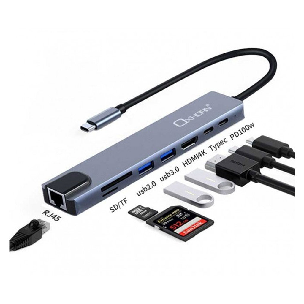 Oxhorn SuperSpeed 8 in 1 USB C to HDTV Adapter Hub(ACBOXHADU31801) - 2