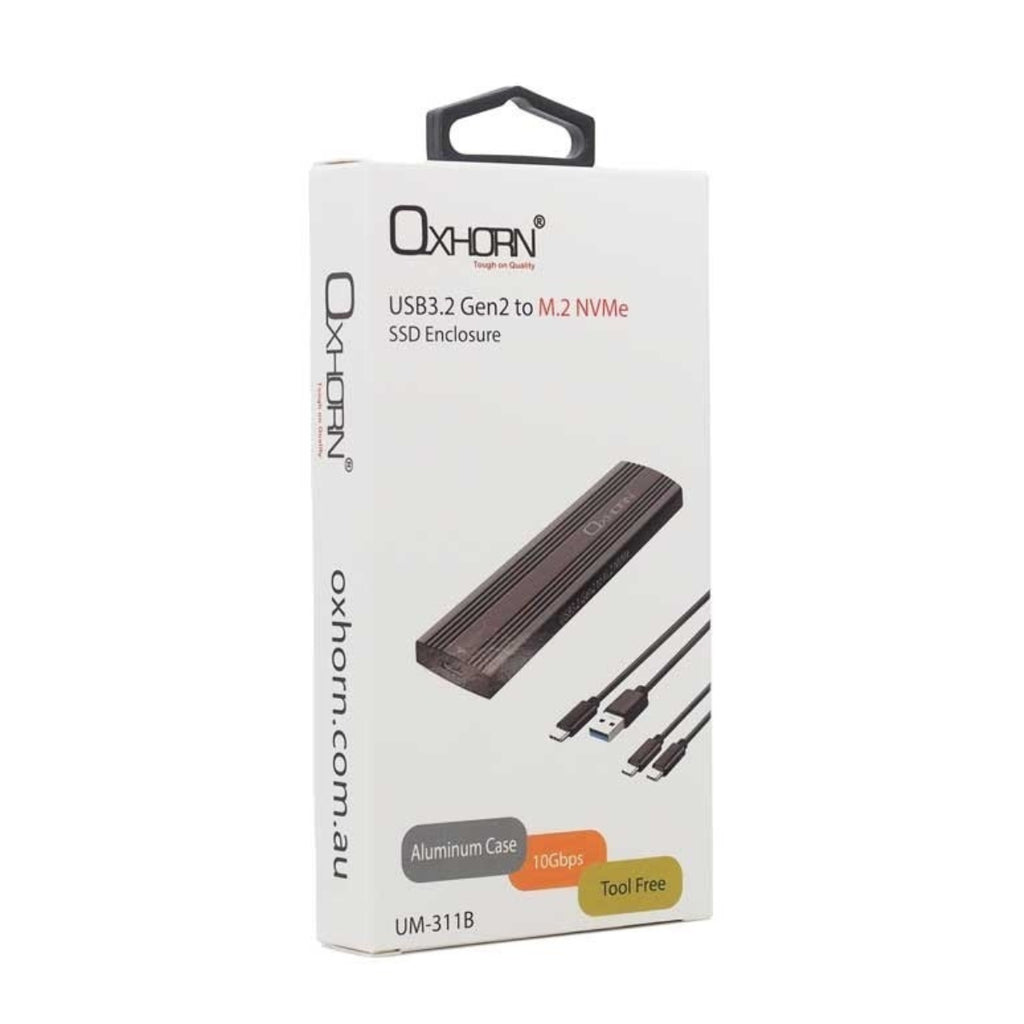 Oxhorn UM-311B USB-C 3.2 Gen 2 M.2 NVMe Aluminium Enclosure - Black(ACBOXHUM311B) - 6