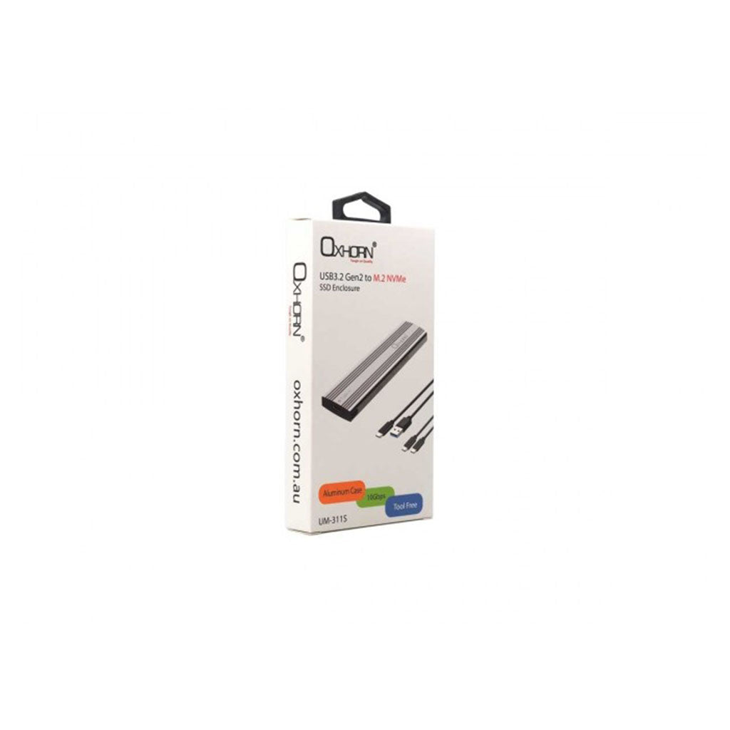 Oxhorn UM-311S USB-C 3.2 Gen 2 M.2 NVMe Aluminium Enclosure - Silver(ACBOXHUM311S) - 4