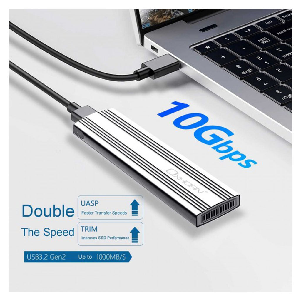 Oxhorn UM-311S USB-C 3.2 Gen 2 M.2 NVMe Aluminium Enclosure - Silver(ACBOXHUM311S) - 7