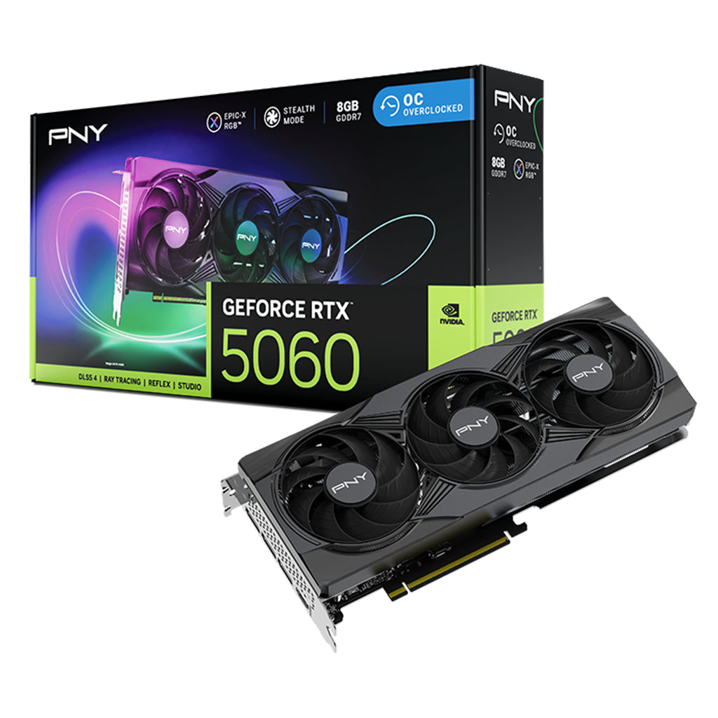 PNY GeForce RTX 5060 ARGB EPIC-X RGB Triple Fan OC 8GB Video Card(VCG50608TFXXPB1-O) - 1