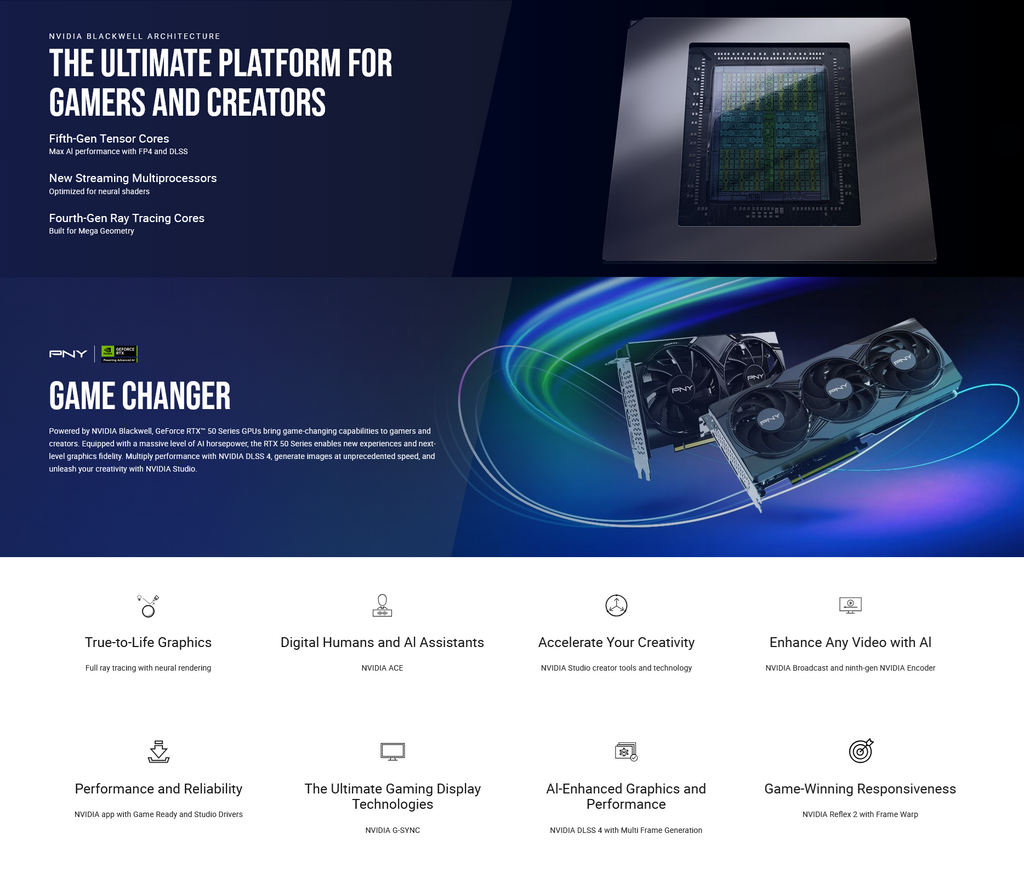 PNY GeForce RTX 5060 ARGB EPIC-X RGB Triple Fan OC 8GB Video Card(VCG50608TFXXPB1-O) - 6