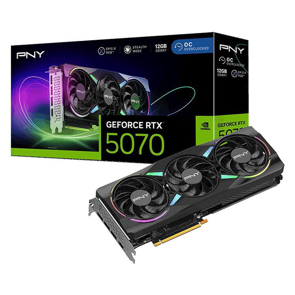 PNY GeForce RTX  5070 ARGB EPIC-X RGB Triple Fan OC 12GB Video Card(VCG507012TFXXPB1-O) - 1