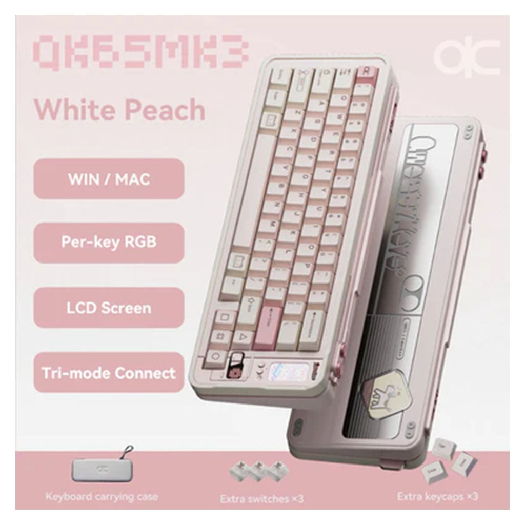 Qwertykeys QK65 MK3 Prebuilt Wireless Mechanical Keyboard - White Peach(KBQK65MK3WHPCH) - 3
