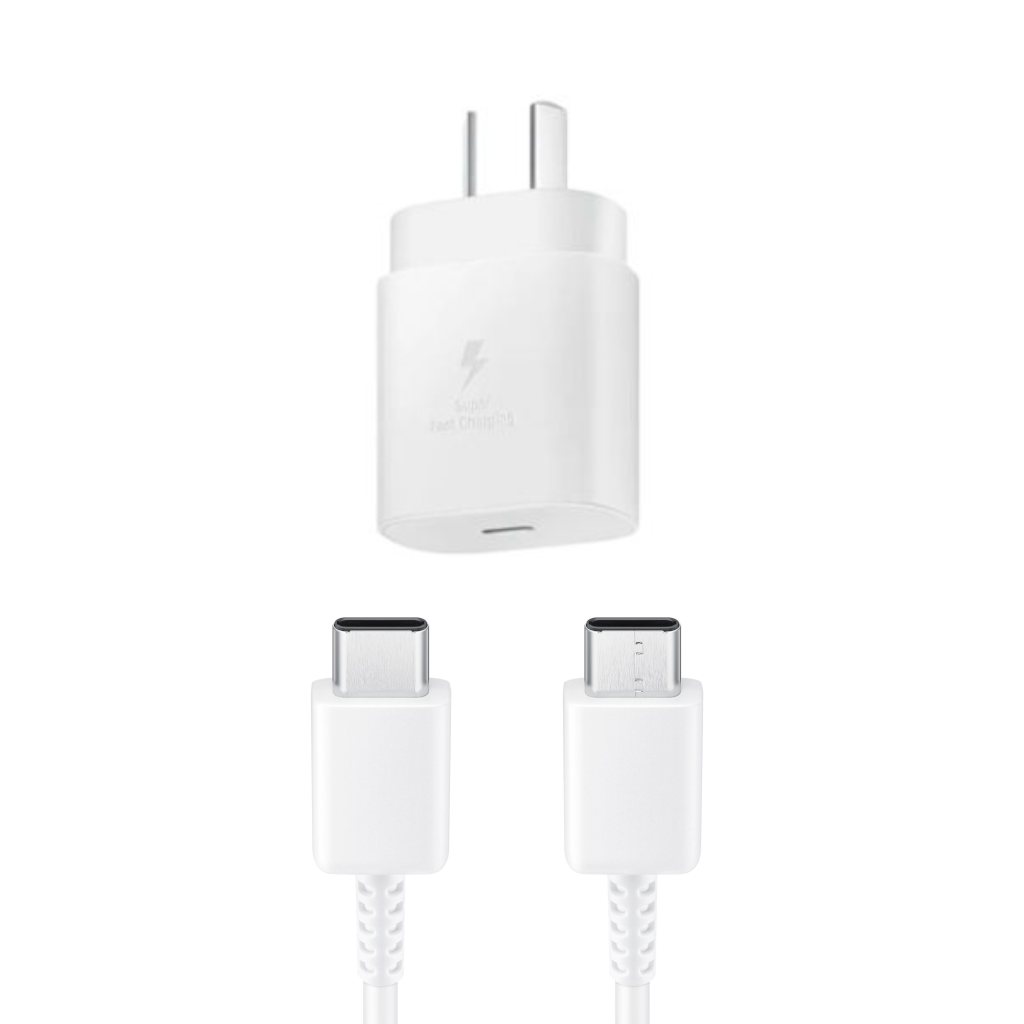 Samsung 25W AC USB-C Power Adapter + USB-C to USB-C 1M Cable (White)(PD25AUWHT-USBC1M) - 1