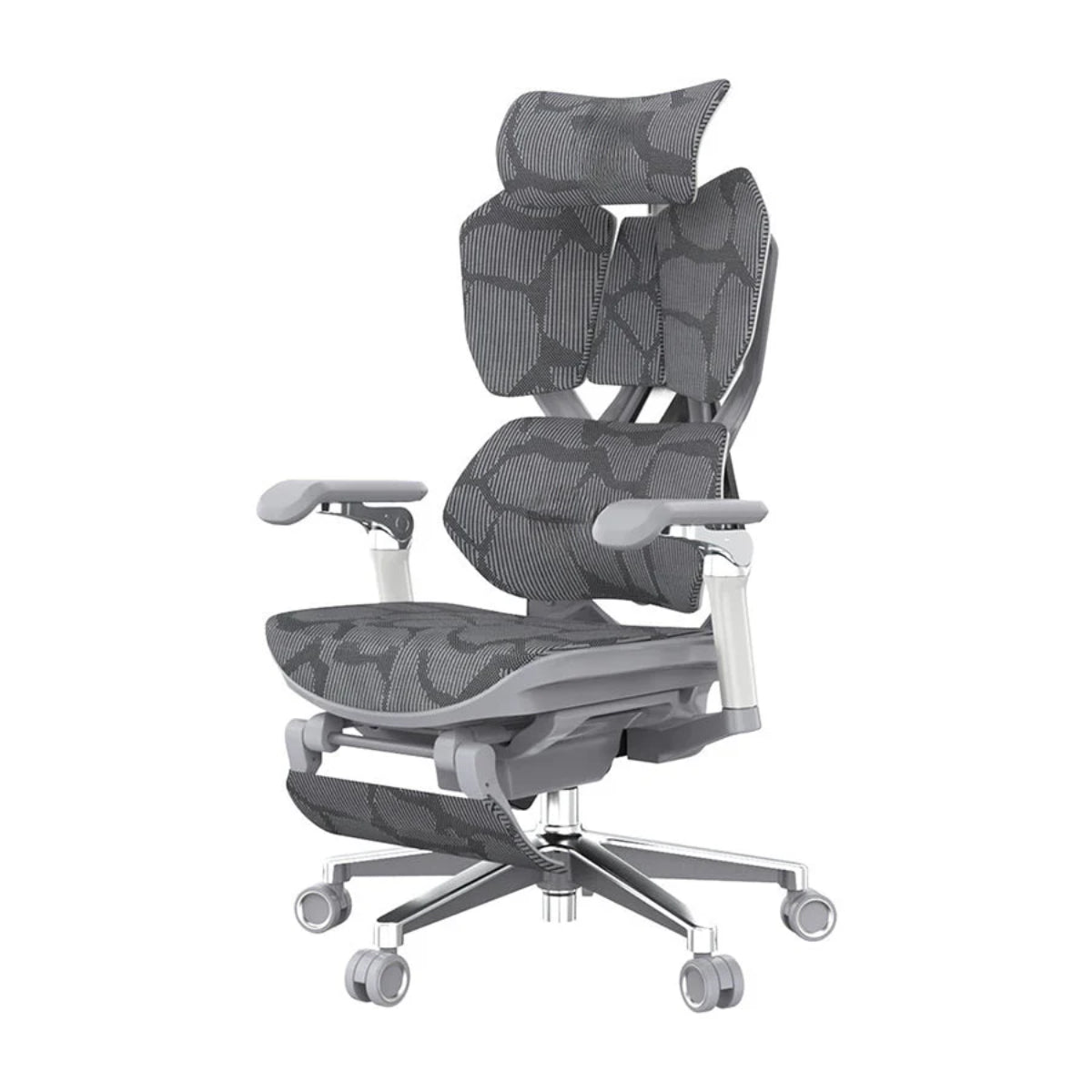 Sihoo Xallking X5 Pro Ergonomic Gaming Chair - White Frame with Grey Mesh(X5PRO-402-JT) - 3
