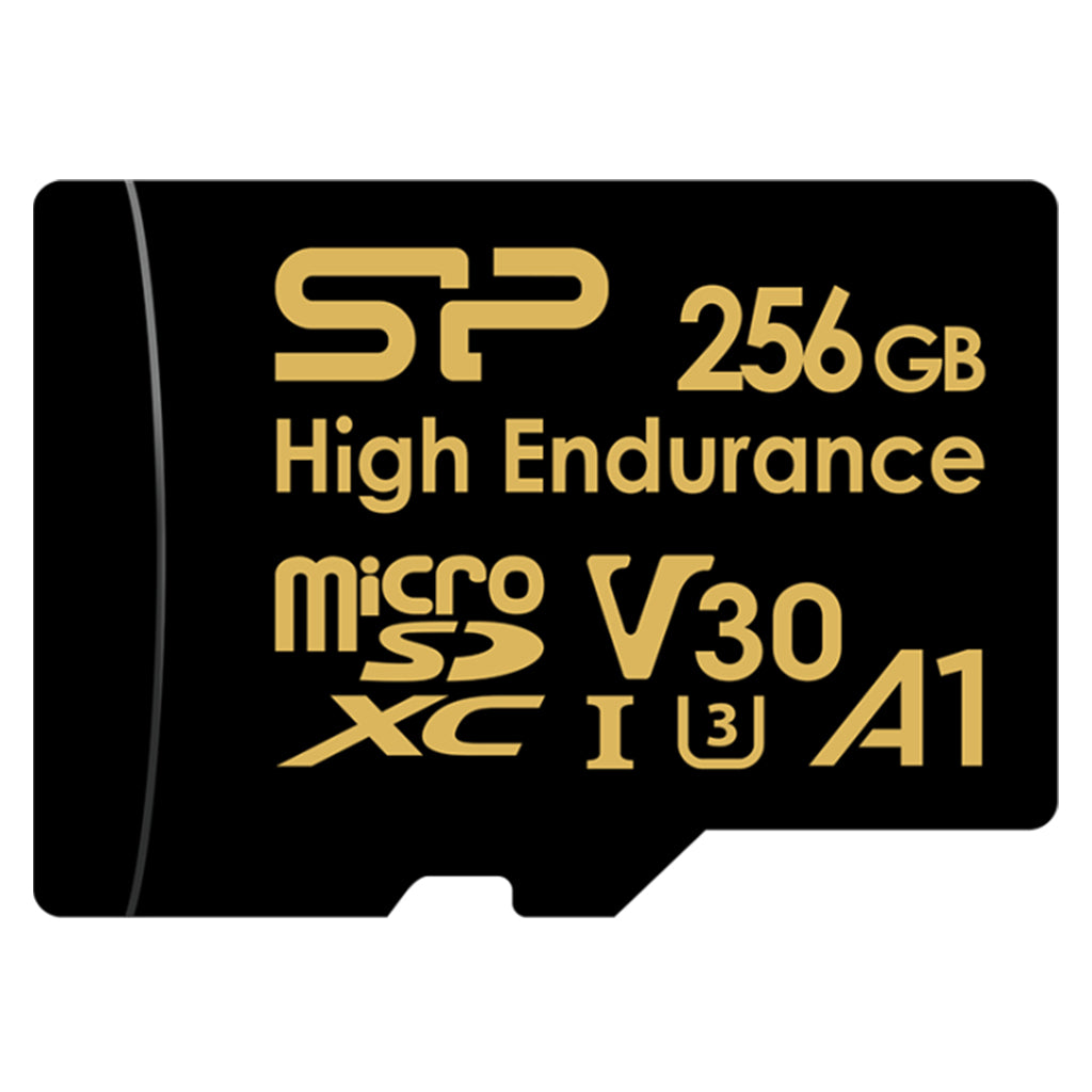 Silicon Power Golden High Endurance 256GB microSDXC UHS-I U3 V30 Memory Card w/ Adapter(SZ256GBSTXDV3V1HAU) - 1