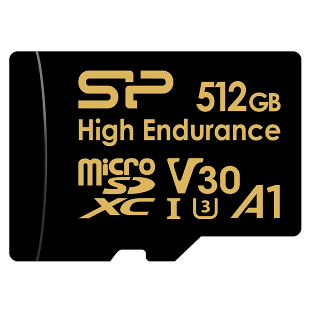 Silicon Power Golden High Endurance 512GB microSDXC UHS-I U3 V30 Memory Card w/ Adapter(SZ512GBSTXDV3V1HAU) - 1