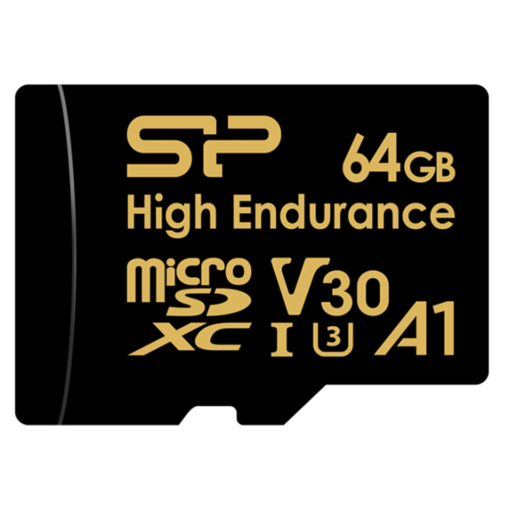 Silicon Power Golden High Endurance 64GB microSDXC UHS-I U3 V30 Memory Card w/ Adapter(SZ064GBSTXDV3V1HAU) - 1
