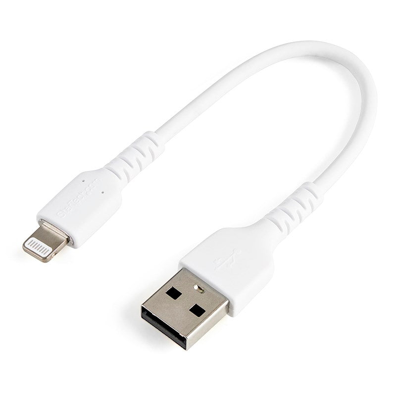 StarTech 6"/15cm Durable USB-A to Lightning Cable MFi Certified, White(RUSBLTMM15CMW) - 1