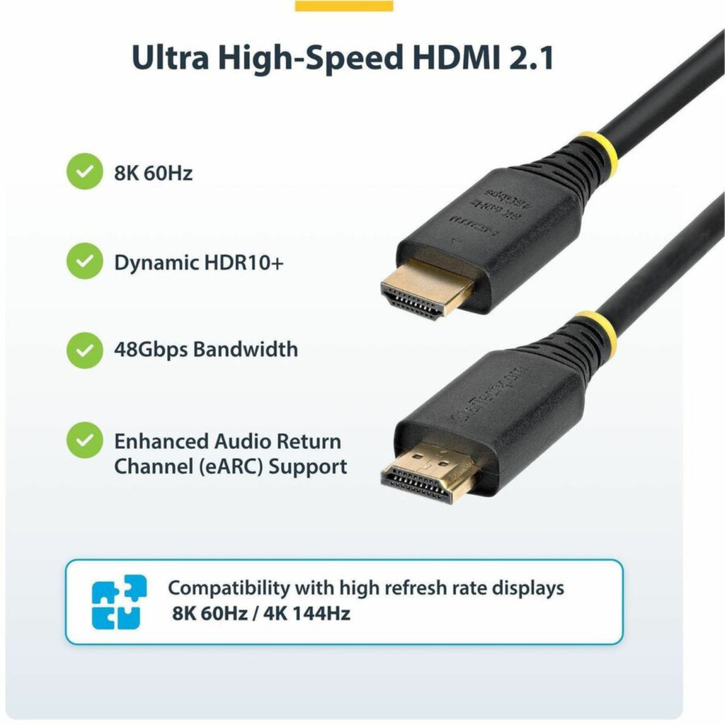 StarTech 1m Premium 8k Ultra High Speed Certified HDMI 2.1 Male to Male Cable(HDMI21-CBL-8K60-1M) - 2