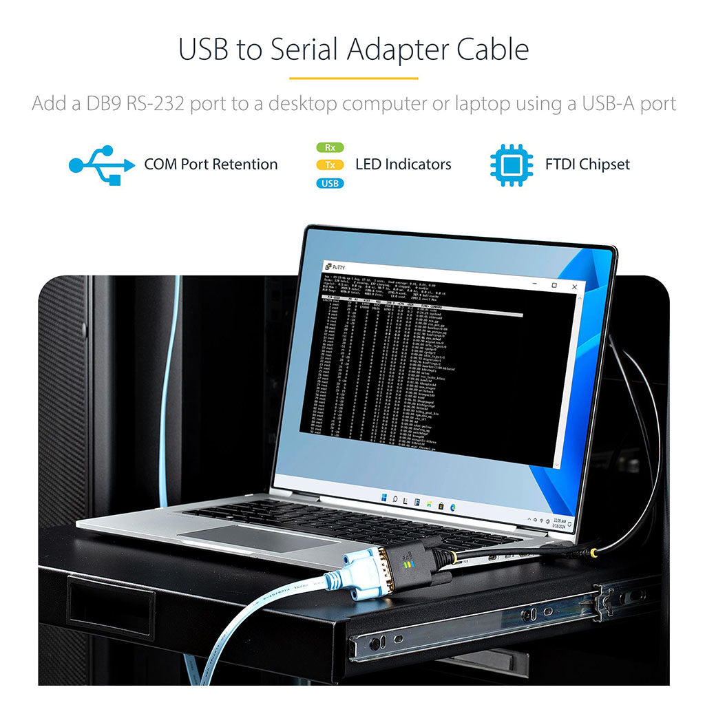 StarTech 3m USB-A to Serial Adapter Cable(1P10FFC-USB-SERIAL) - 12