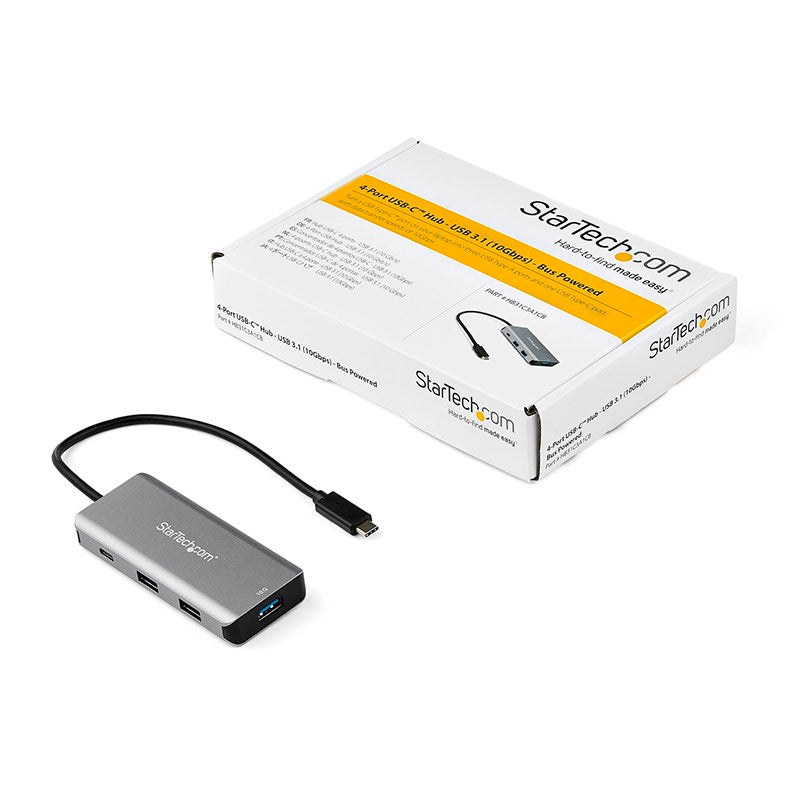 StarTech 4 Port USB C Hub 10Gbps, USB-C to 3xUSB-A/1xUSB-C, Bus Powered(HB31C3A1CB) - 5