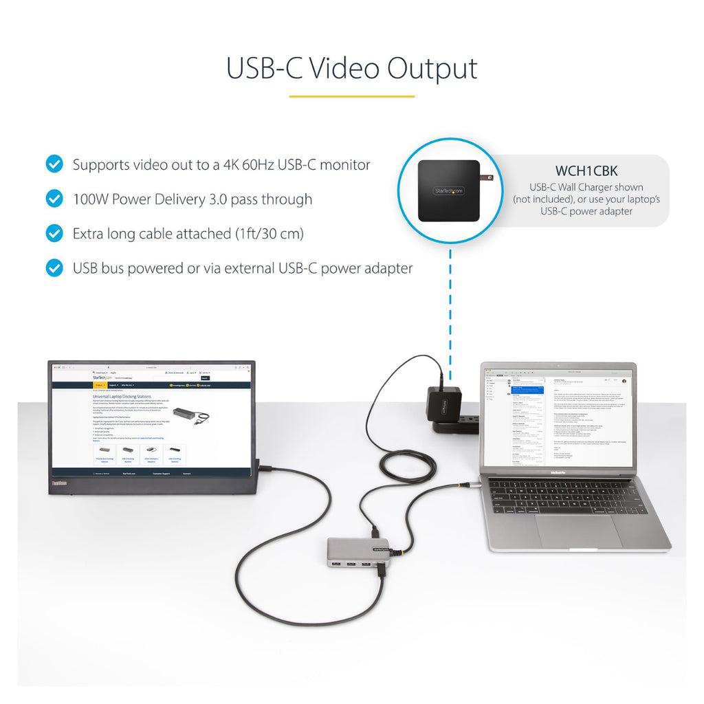 StarTech 4-Port USB-C Hub with 100W Power Delivery(HB31C3A1CDPPD3) - 2