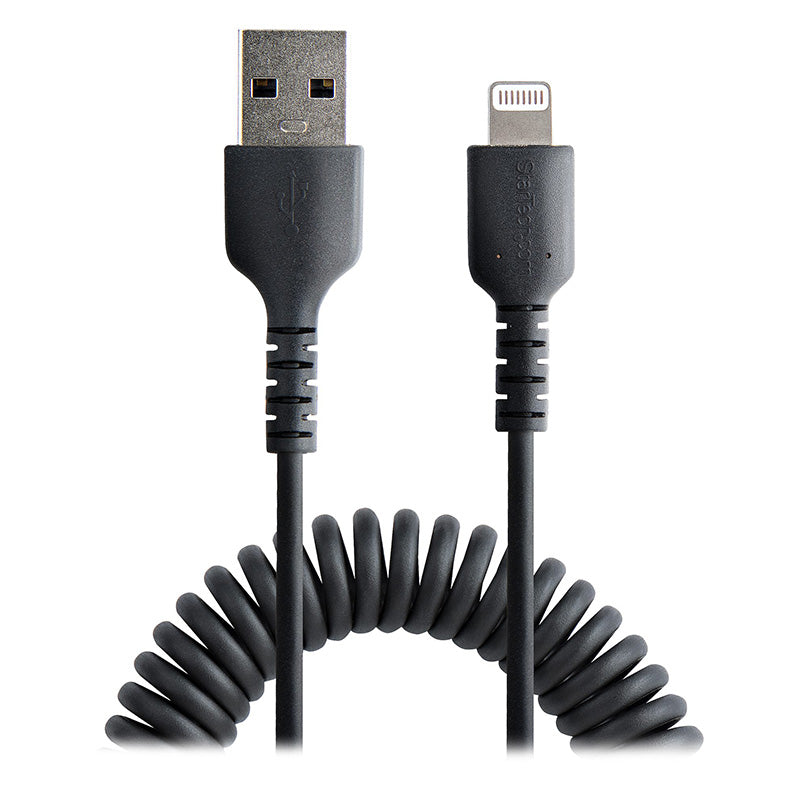 StarTech 50cm USB-A to Coil Lightning Cable - Black(RUSB2ALT50CMBC) - 1