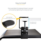 StarTech Clamp-on Ergonomic Under-Desk Keyboard Tray(KEYBOARD-TRAY-CLAMP1) - 3