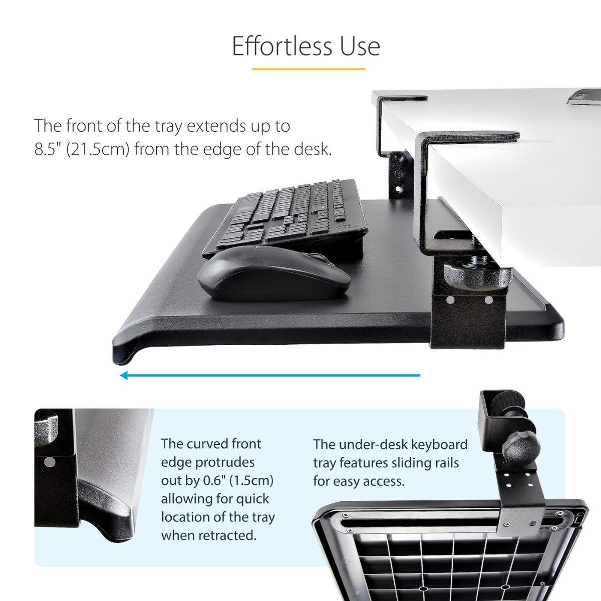 StarTech Clamp-on Ergonomic Under-Desk Keyboard Tray(KEYBOARD-TRAY-CLAMP1) - 4