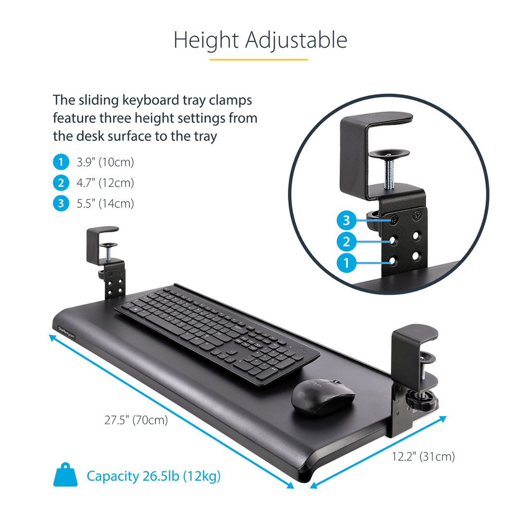 StarTech Clamp-on Ergonomic Under-Desk Keyboard Tray(KEYBOARD-TRAY-CLAMP1) - 2