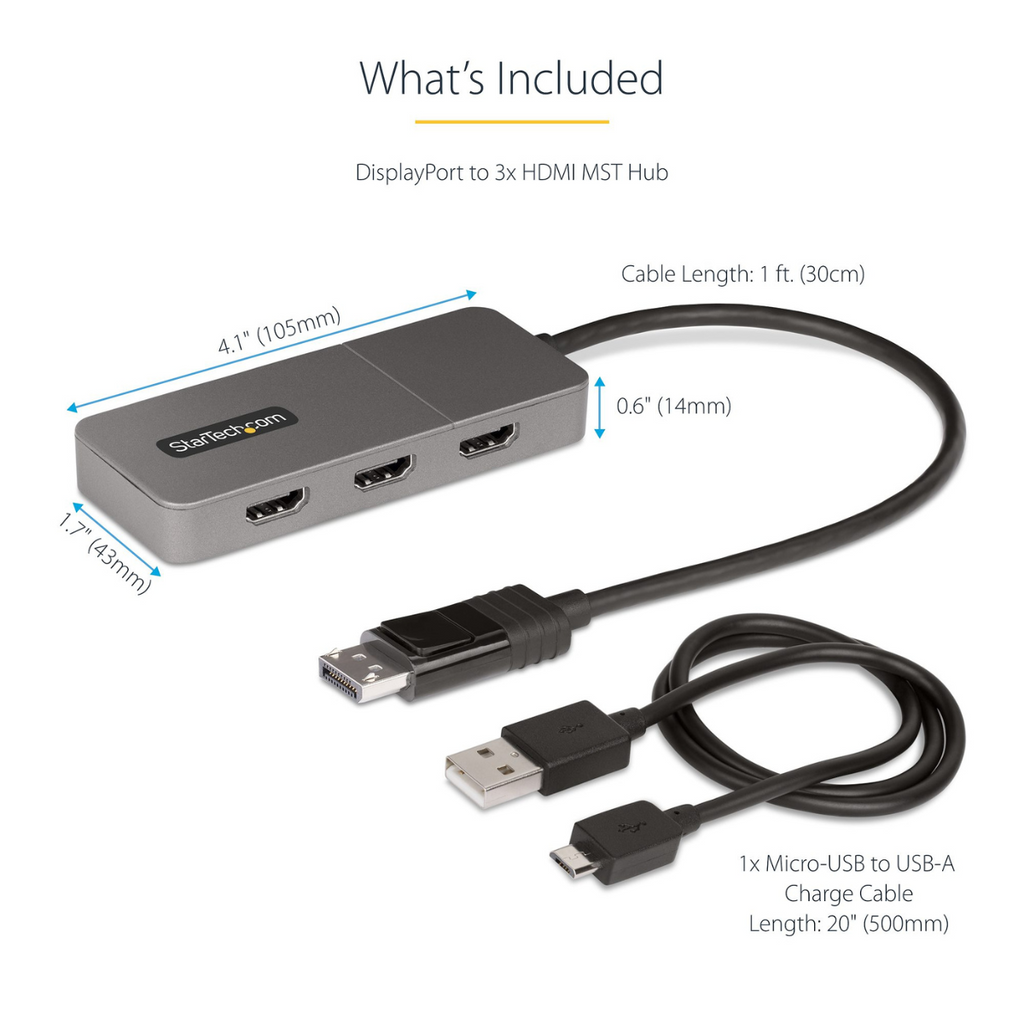 StarTech DisplayPort to 3-Port 4K 60Hz HDMI MST Hub(MST14DP123HD) - 5
