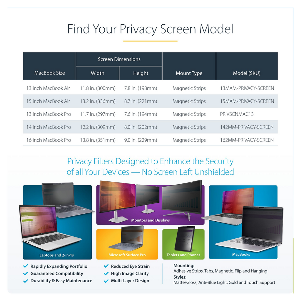 StarTech Magnetic Privacy Screen for 16" 16:10 Laptop(162MM-PRIVACY-SCREEN) - 5