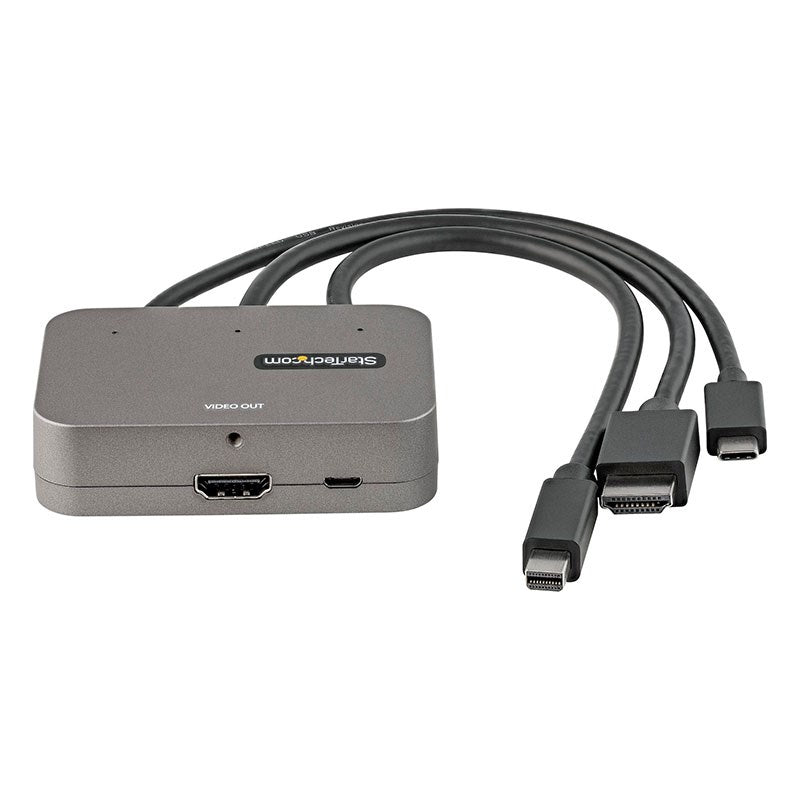 StarTech 3-in-1 Multiport to HDMI Adapter - 4K USB-C, HDMI or Mini DP to HDMI(CDPHDMDP2HD) - 3