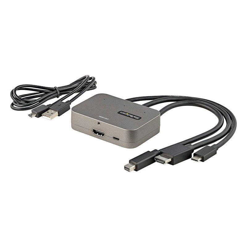 StarTech 3-in-1 Multiport to HDMI Adapter - 4K USB-C, HDMI or Mini DP to HDMI(CDPHDMDP2HD) - 6