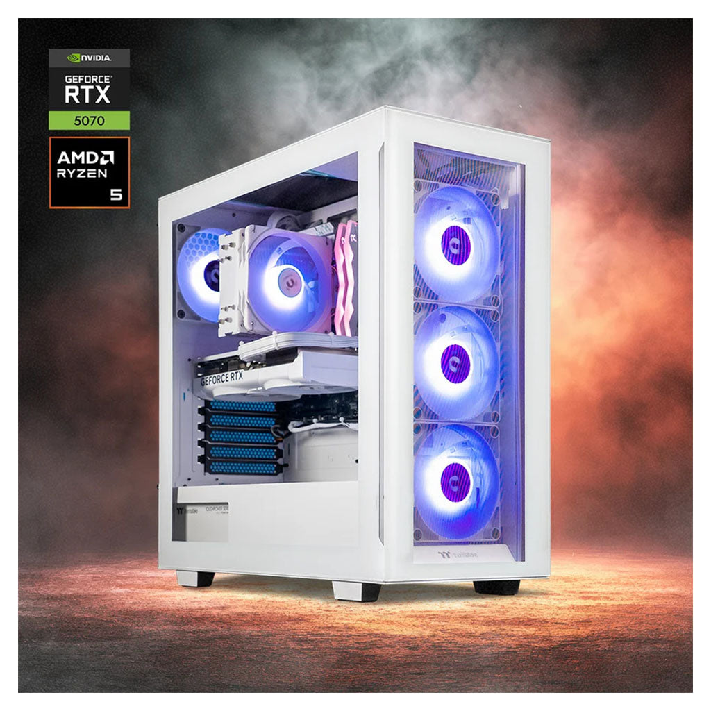 Thermaltake Infinity PRO V7 Desktop PC AMD Ryzen 5 7500F 32GB RAM RTX 5070 W11 - Snow Edition(CA-4J2-00D6WA-A7) - 10