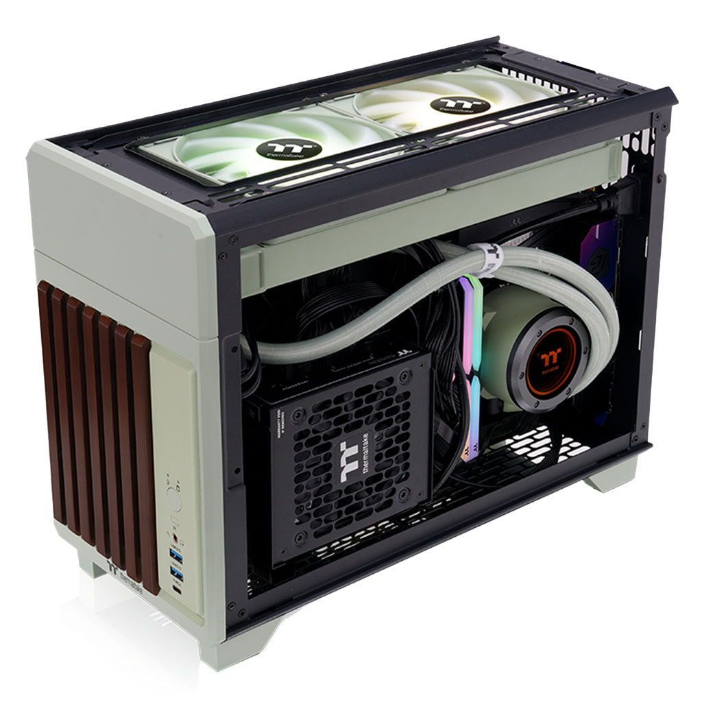 Thermaltake TR100 WS SFF Mini-ITX Case - Matcha Green Wood Edition(CA-11A-00SENN-WS) - 8