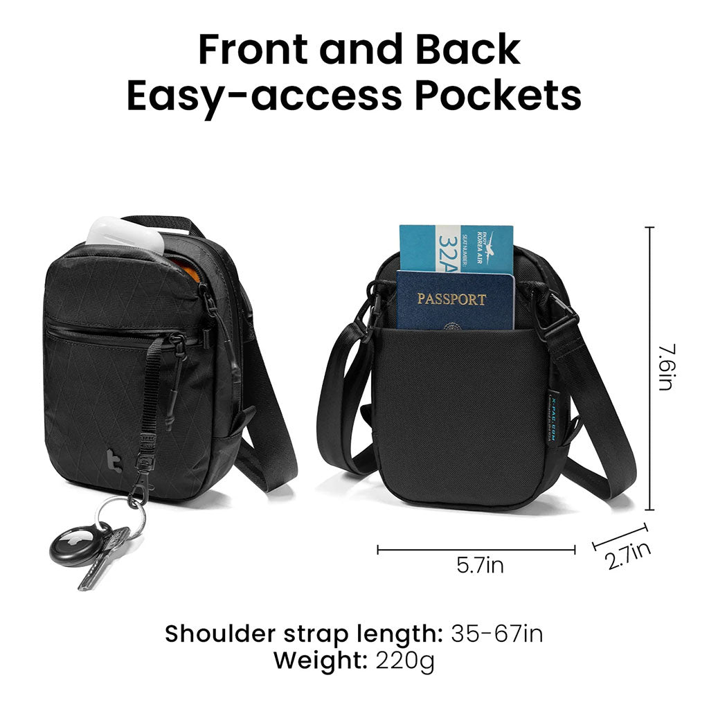 tomtoc Aviator-T37 1.3L Travel Crossbody Bag - X-Pac Black(T37S1D2) - 7