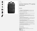 tomtoc Explorer-T71 Laptop Backpack(T71M2D1) - 2
