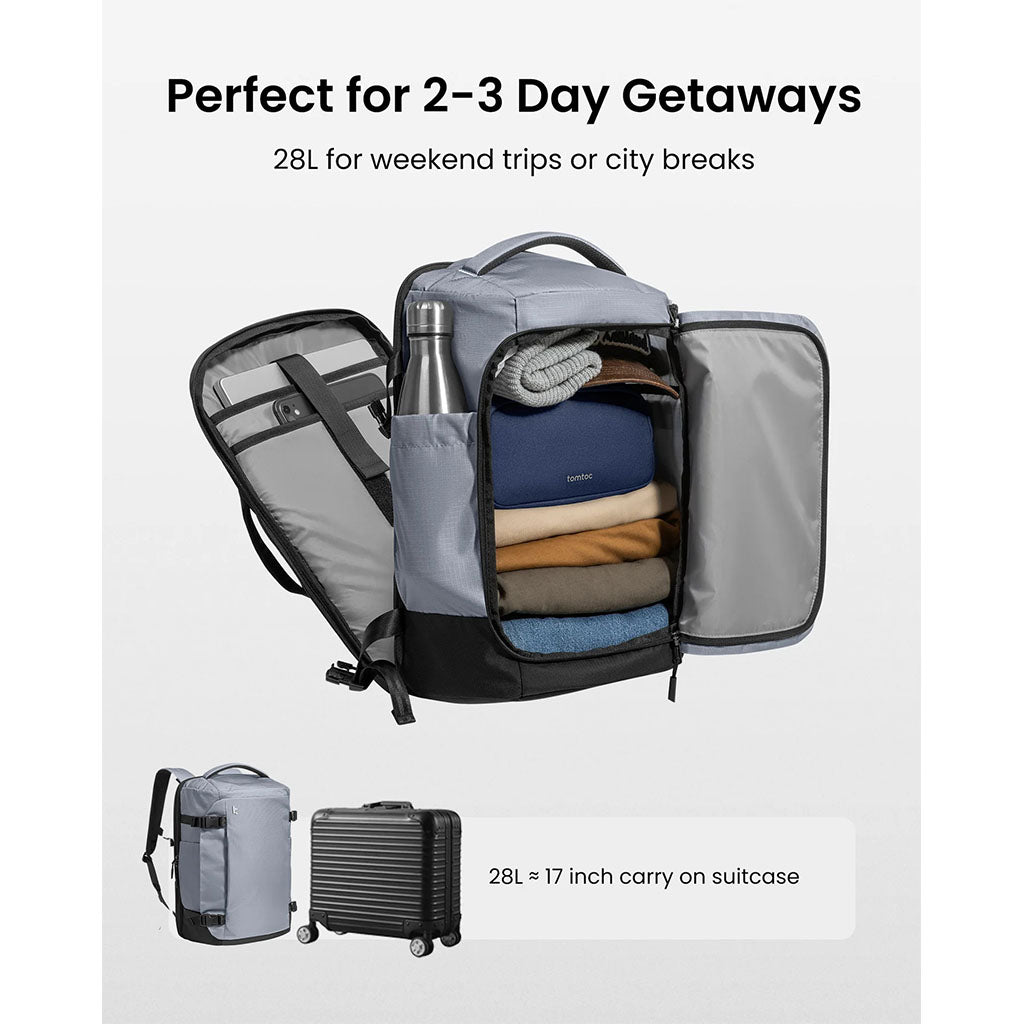 tomtoc Navigator-T66 16" 28L Liteway Universal Travel Backpack - Light Gray(T66S1G2) - 7
