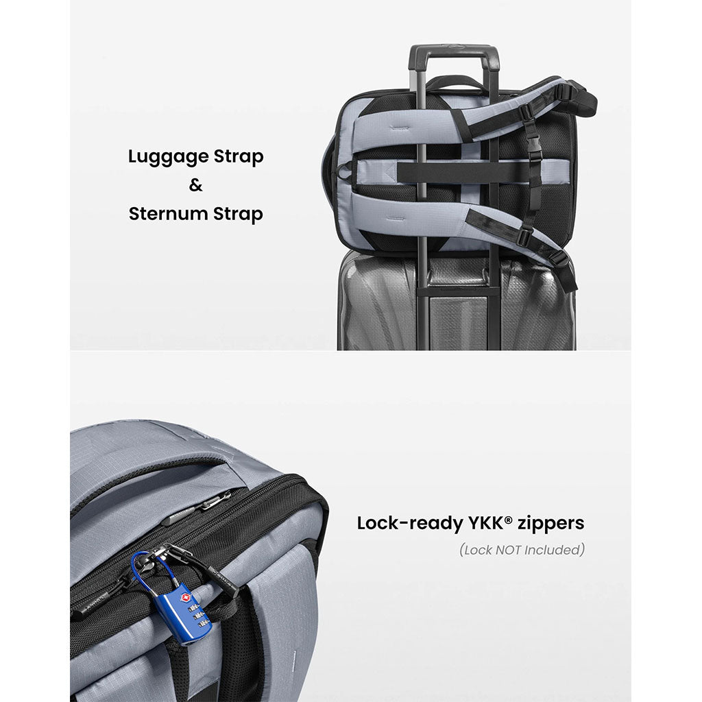 tomtoc Navigator-T66 16" 28L Liteway Universal Travel Backpack - Light Gray(T66S1G2) - 9