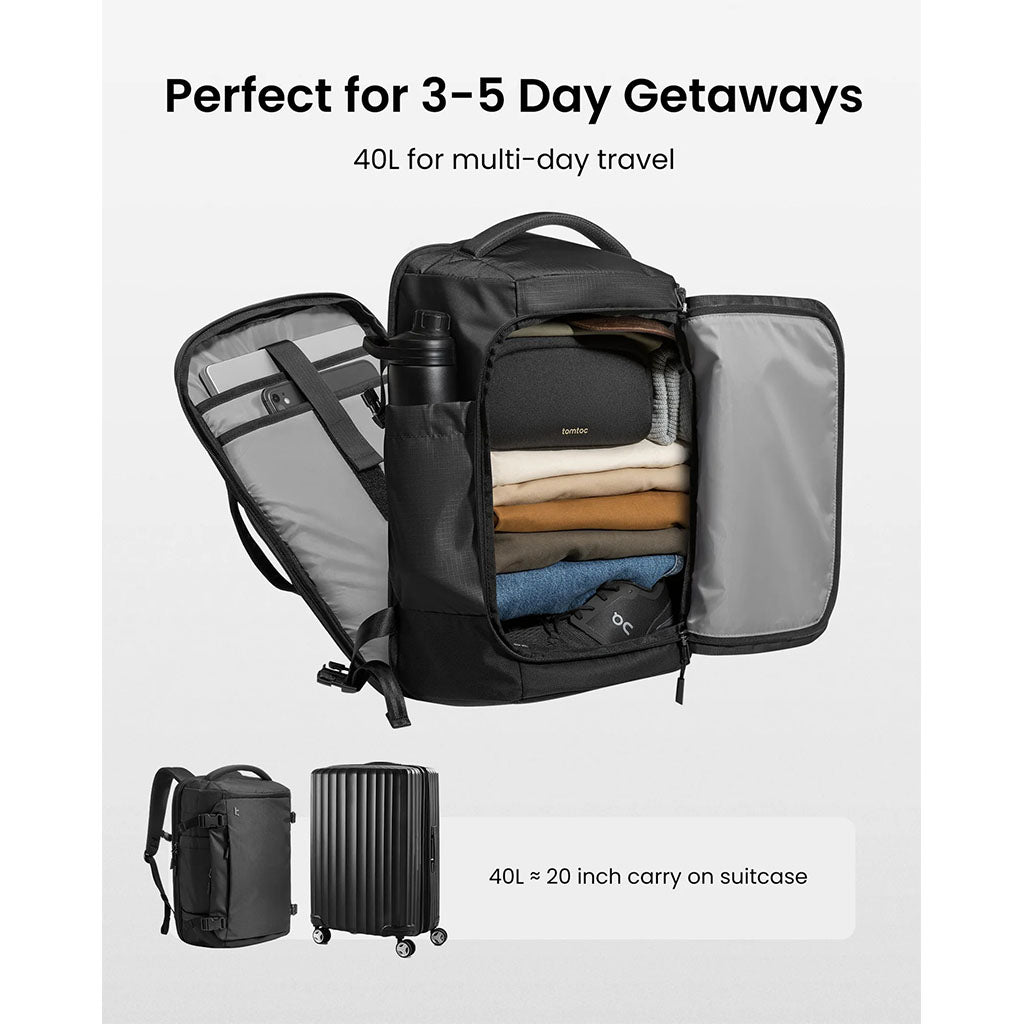 tomtoc Navigator-T66 17" 40L Liteway Travel Backpack - Black(T66M1D2) - 6