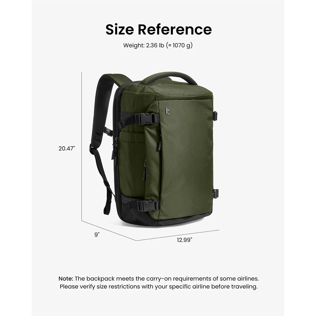 tomtoc Navigator-T66 17" 40L Liteway Travel Backpack - Green(T66M1T1) - 2