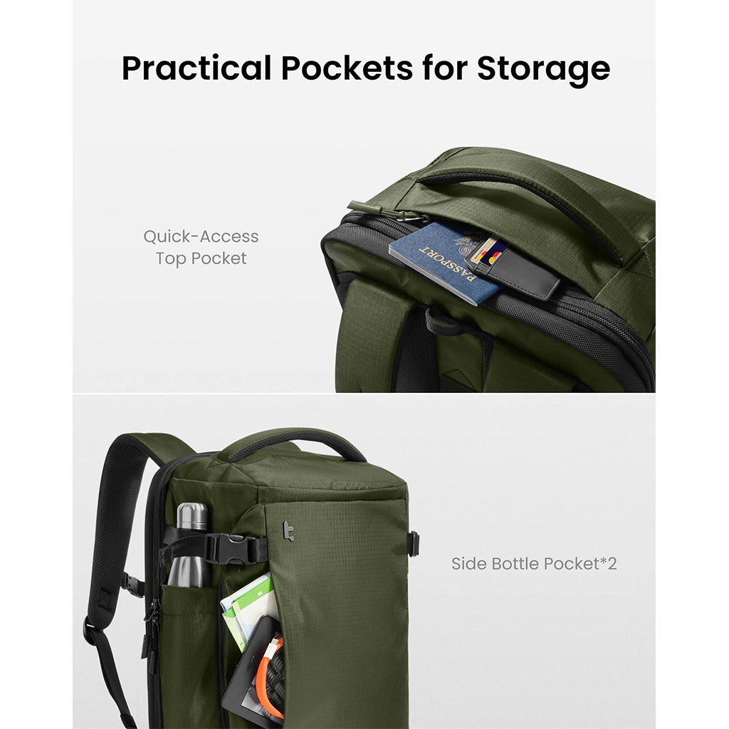 tomtoc Navigator-T66 17" 40L Liteway Travel Backpack - Green(T66M1T1) - 11