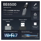 TP-Link Archer TBE400U BE6500 Tri-Band Wi-Fi 7 Mini Wireless USB Adapter(Archer TBE400U) - 6