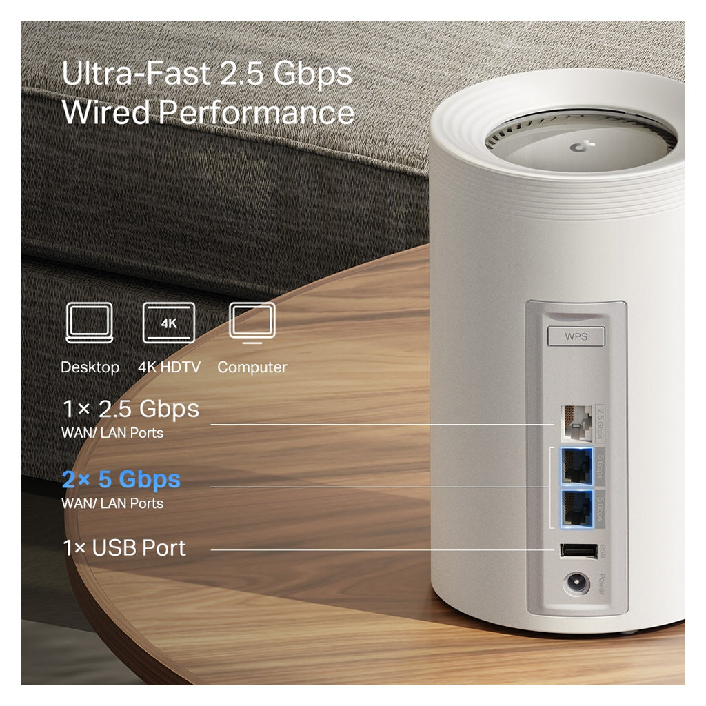 TP-Link Deco BE65 Pro BE11000 Tri-Band Mesh Wi-Fi 7 System - 2 Pack(Deco BE65 Pro(2-pack)) - 6