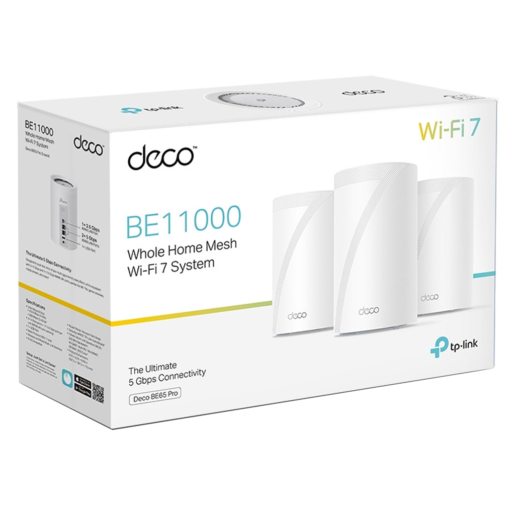 TP-Link Deco BE65 Pro BE11000 Tri-Band Mesh Wi-Fi 7 System - 3 Pack(Deco BE65 Pro(3-pack)) - 9