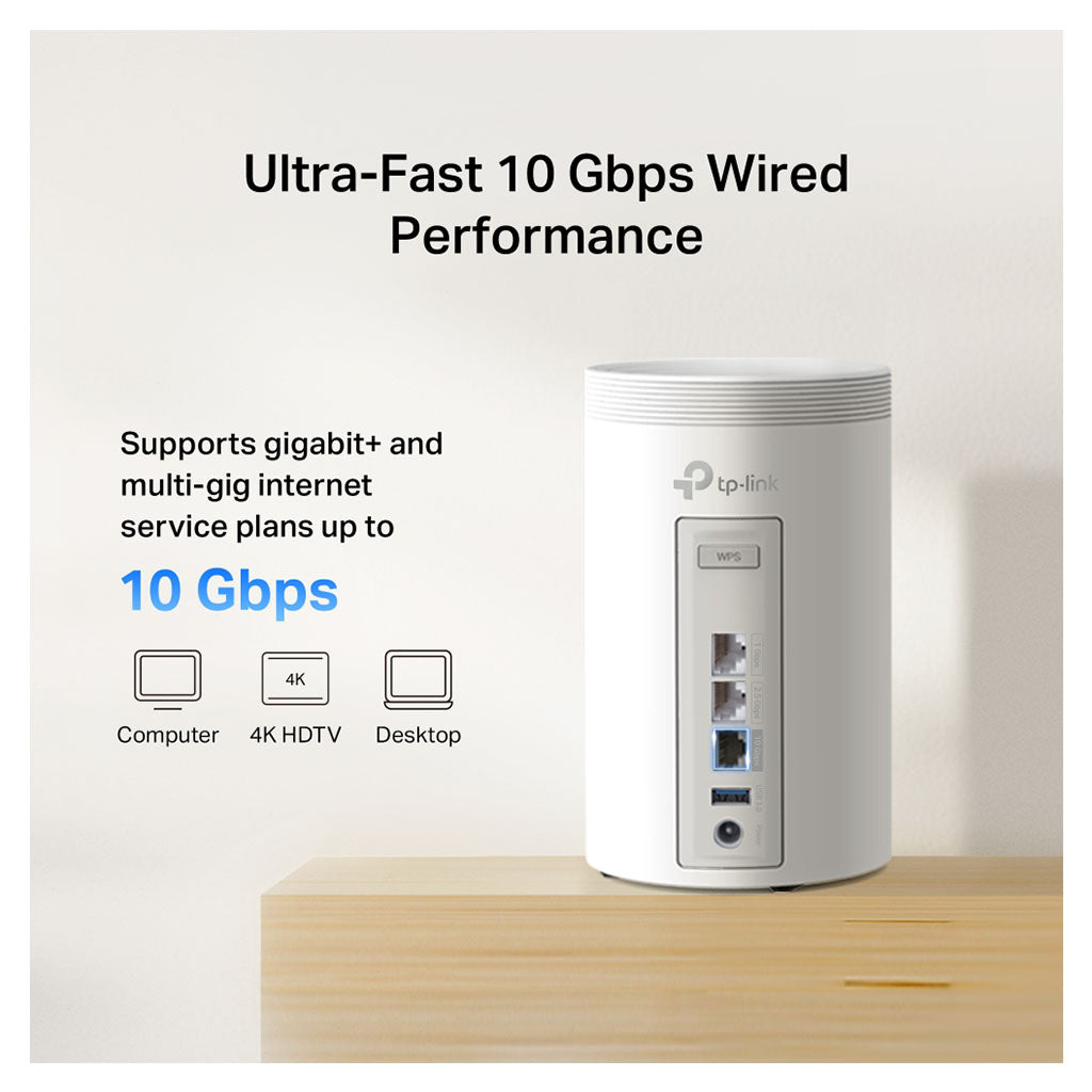 TP-Link Deco BE68 BE14000 Tri-Band Whole Home Mesh Wi-Fi 7 System - 2 Pack(Deco BE68(2-pack)) - 7