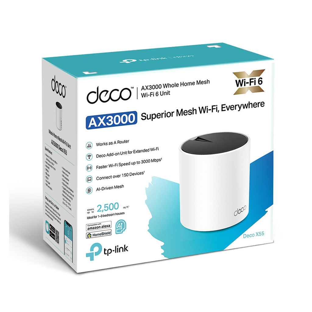 TP-Link Deco X55 V1 AX3000 Whole Home Mesh Wi-Fi 6 Router System - 1 Pack(Deco X55(1-pack)) - 3