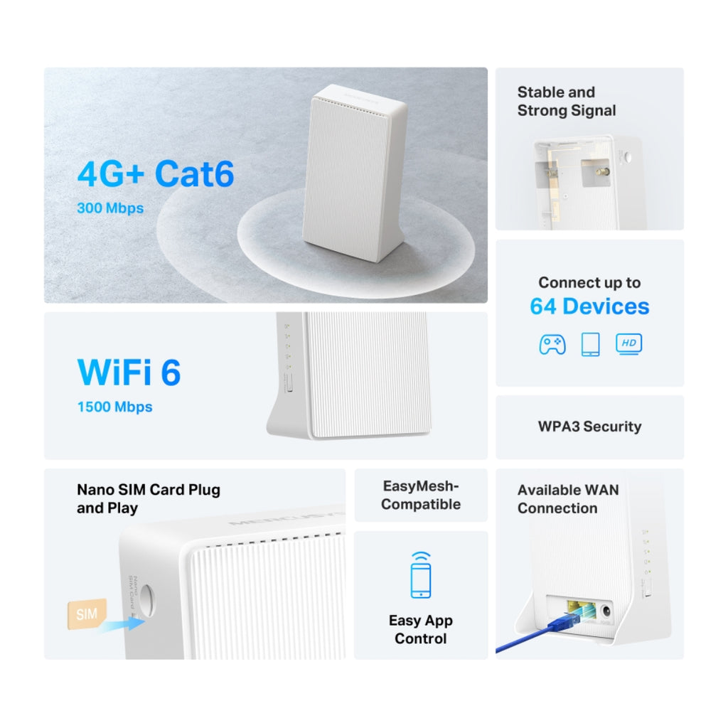 TP-Link Mercusys MB260-4G 4G+ Cat6 AX1500 Wireless Dual Band Gigabit Router(MB260-4G) - 3