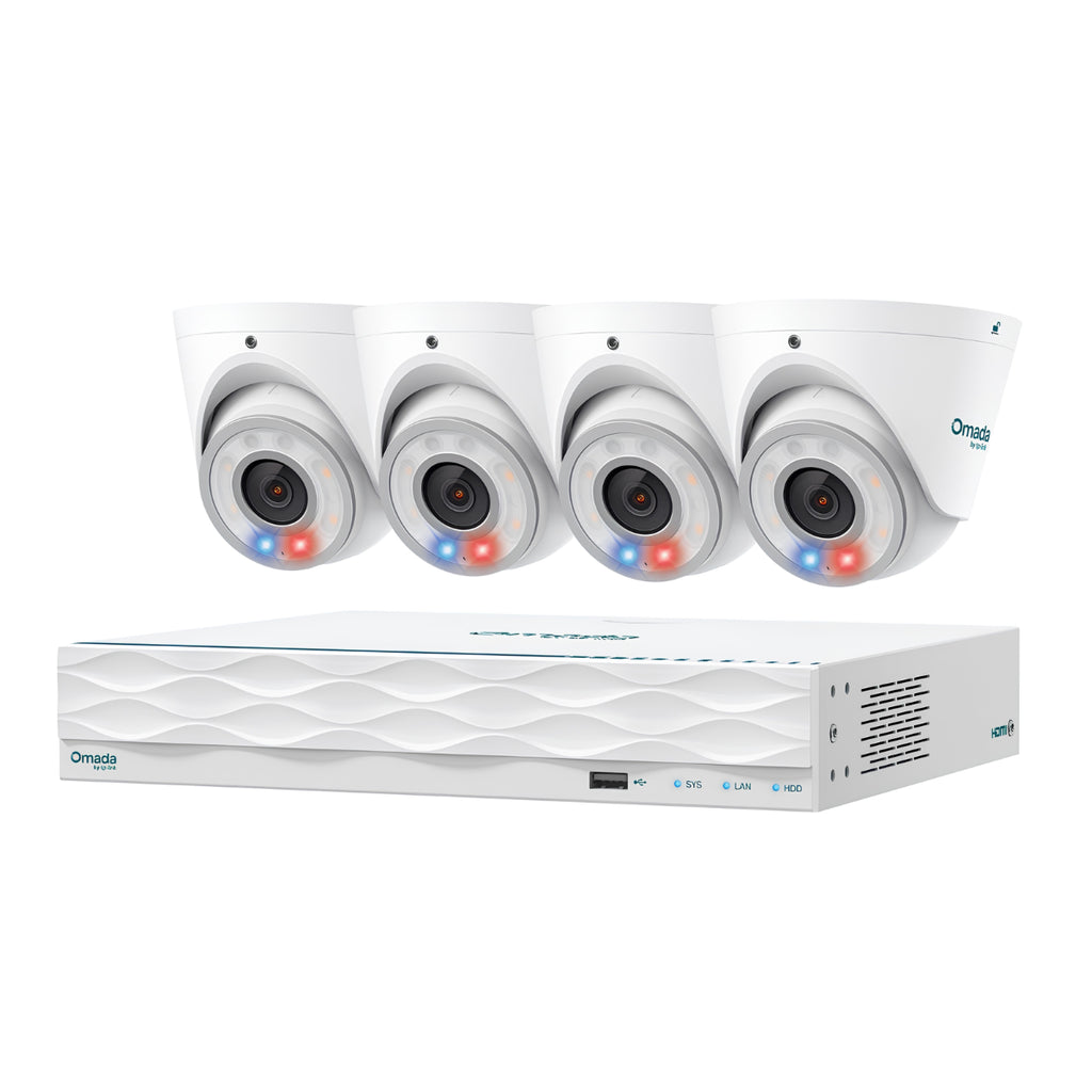 TP-Link Omada T8S4-2T 8MP 4 Camera Turret PoE Security System w/ 2TB HDD & 16-Channel NVR(Omada T8S4-2T) - 1