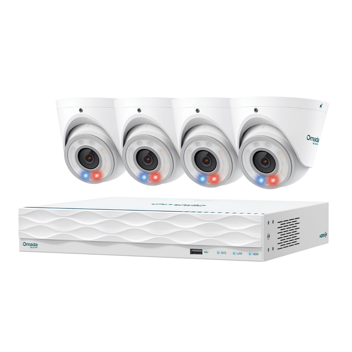 TP-Link Omada T8S4-2T 8MP 4 Camera Turret PoE Security System w/ 2TB HDD & 16-Channel NVR(Omada T8S4-2T) - 1
