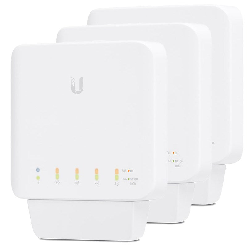 Ubiquiti Networks USW-Flex 5-Port Layer 2 Gigabit Switch w/ PoE Support - 3 Pack(USW-Flex-3) - 1