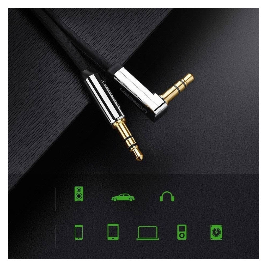 Ugreen 10728 3m 3.5mm Male to 3.5mm Right Angle Aux Cable - Black(10728) - 4