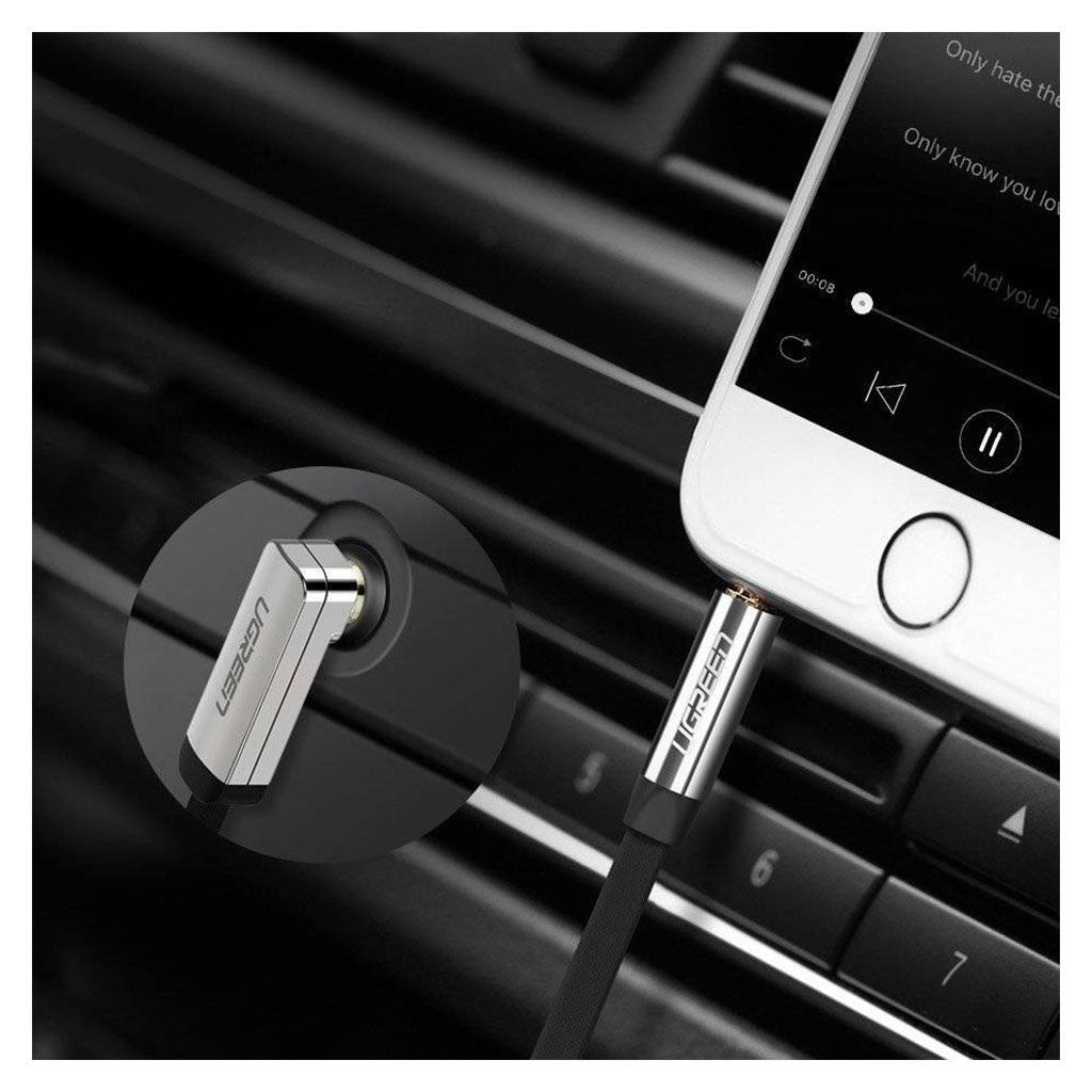 Ugreen 10728 3m 3.5mm Male to 3.5mm Right Angle Aux Cable - Black(10728) - 5