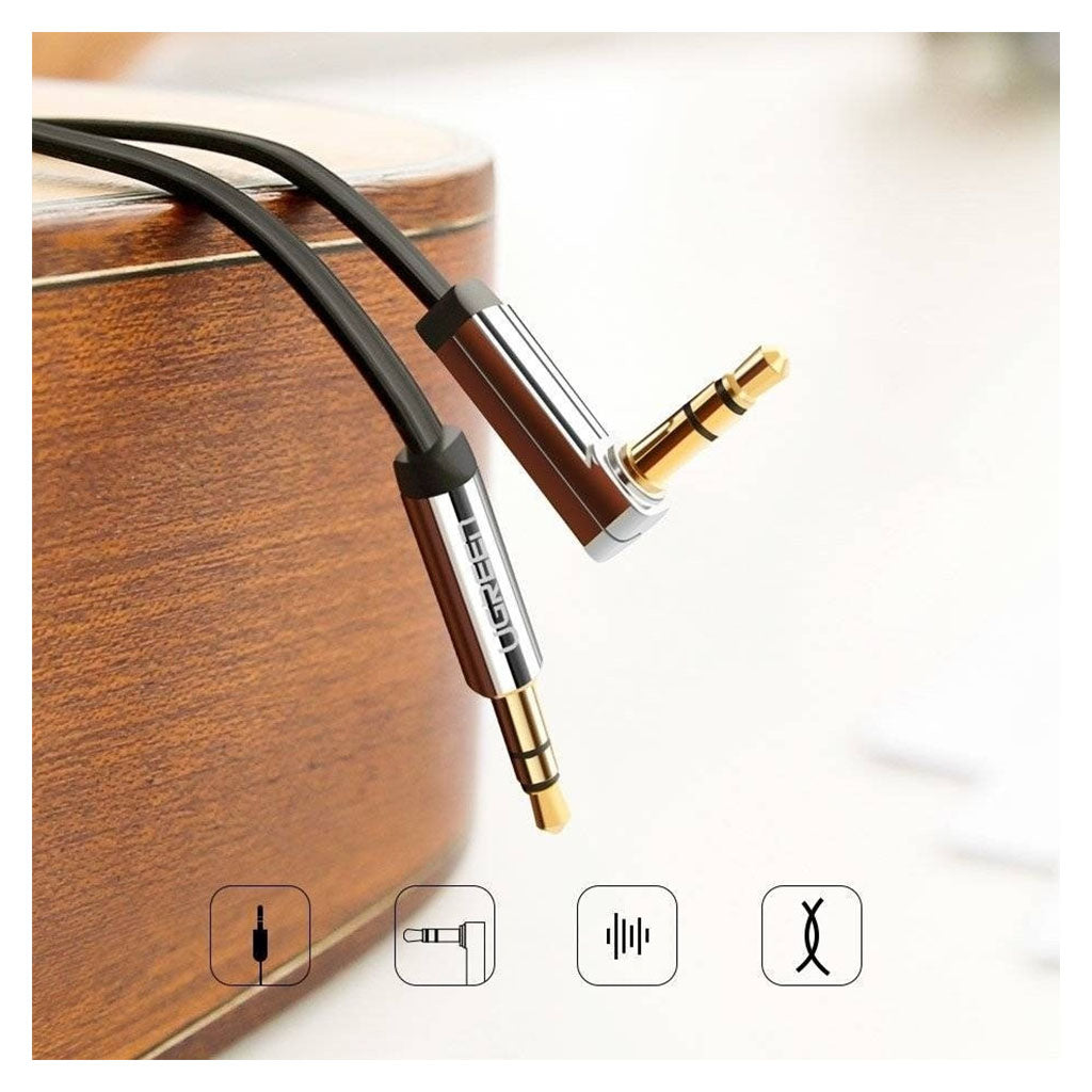 Ugreen 10729 5m 3.5mm Male to 3.5mm Right Angle Aux Cable - Black(10729) - 3