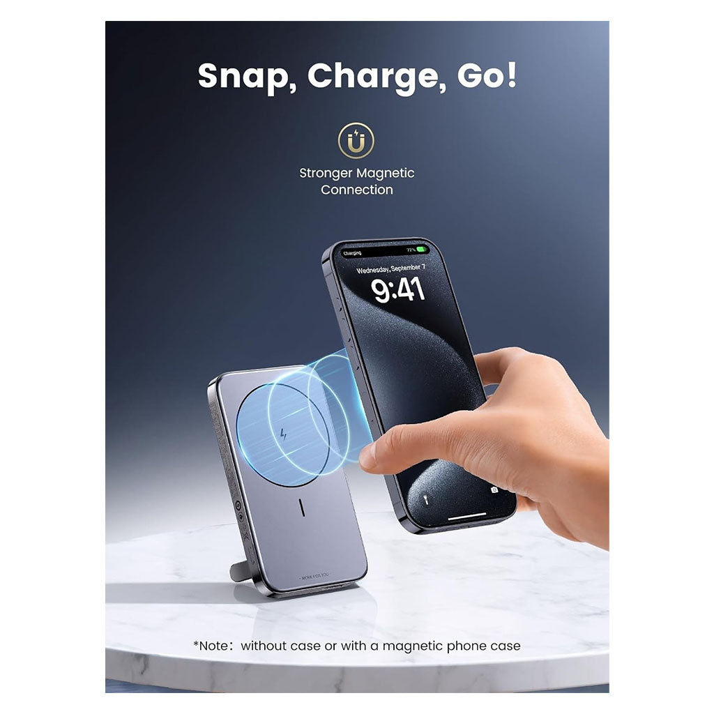 Ugreen 15086 10000mAh Magnetic Wireless Power Bank - Space Grey(15086) - 4